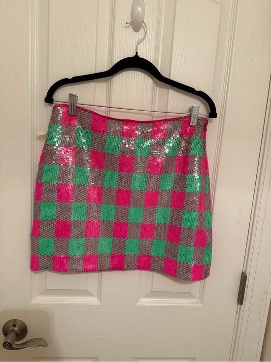 Trina Turk Dresses & Skirts - Trina Turk Pink and Green Sequin Checker Mini Skirt